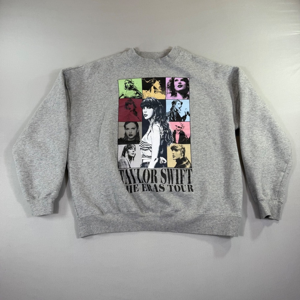 Taylor Swift The Eras Tour Sweatshirt Small Gray Crewneck Swiftie Merch Fan Girl